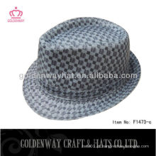 Black check fedora chapéu camuflagem poliéster xadrez estilo bonito borsalino modelo fábrica venda